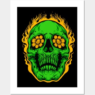 Green Skull Posters and Art